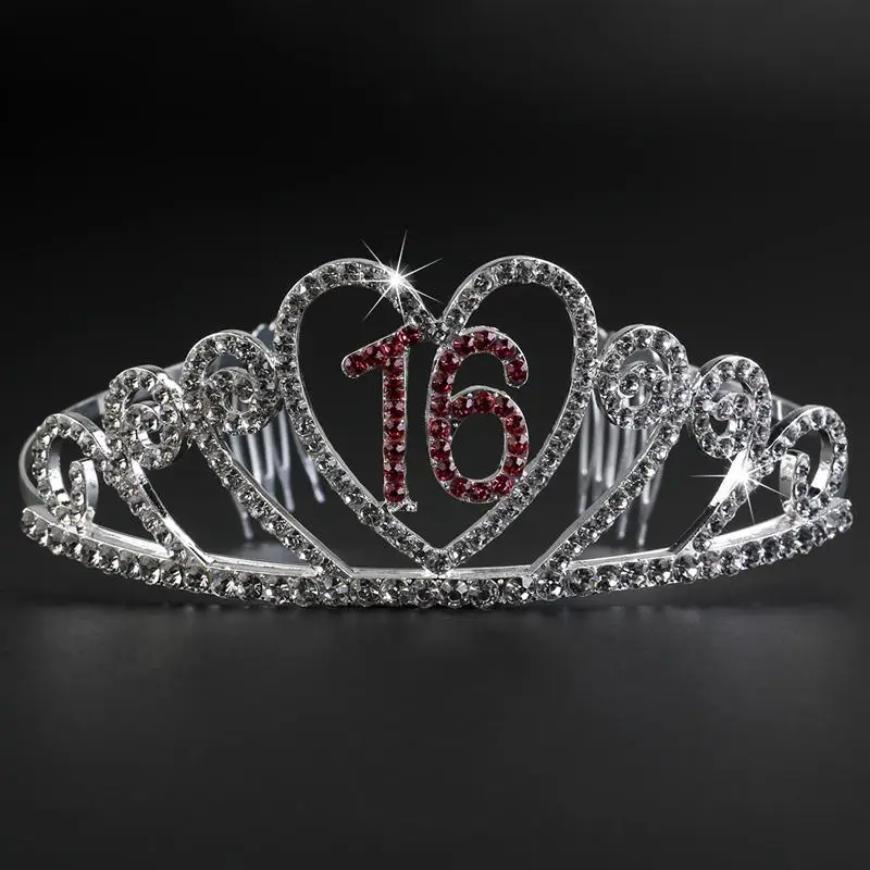 Sweet 16 Birthday Tiara Rhinestone Crystal Princess Crown 16th Gift
