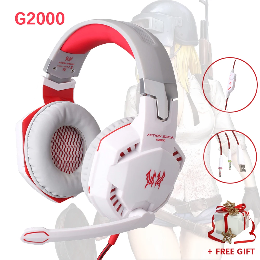

G2000 Stereo Gaming Headsets for PS4 PC Xbox One Controller Noise Cancelling Over Ear Headphones with Mic LED Light for gamers