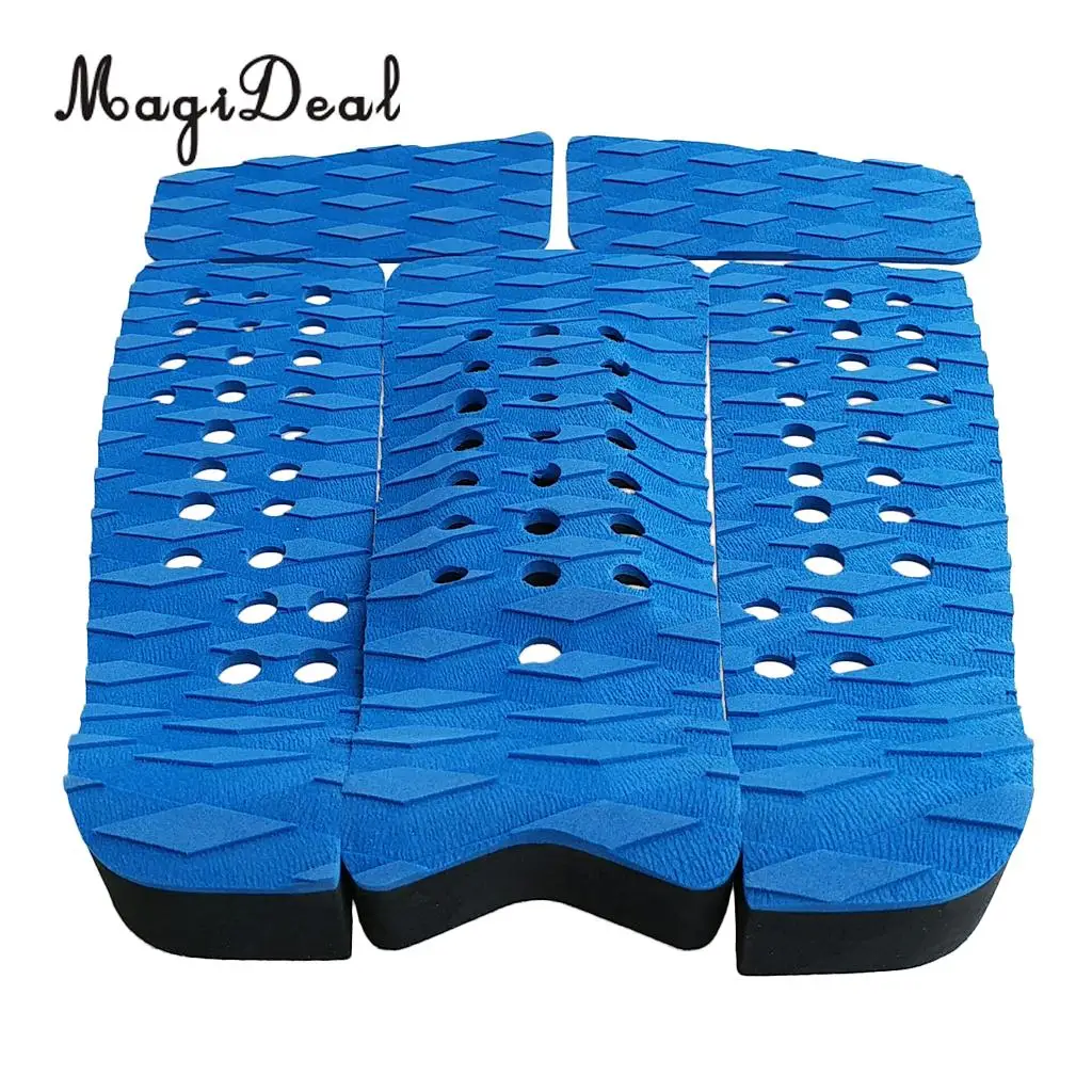 MagiDeal 5 Pieces Non Slip Diamond Grooved EVA Surfboard Traction Deck Grip Tail Pad Surfing Kiteboard Skimboard Accessories