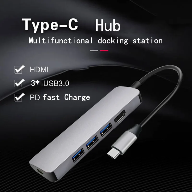 Док станция с разъемом типа C HDMI USB концентратор питания Fealushon для ноутбука Macbook Pro