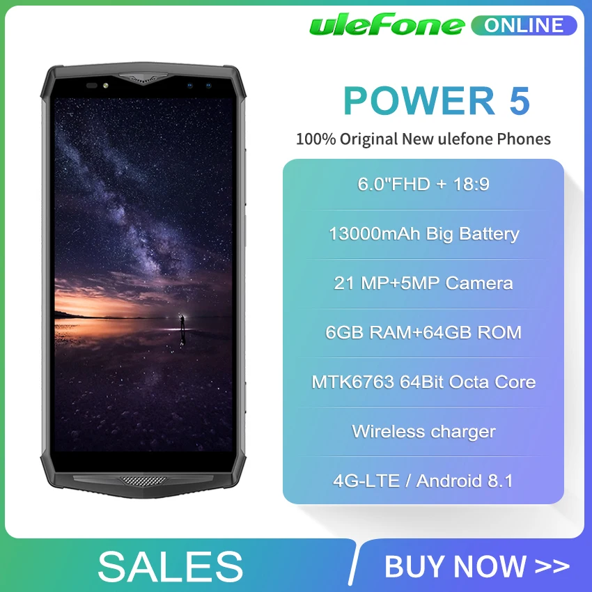 Ulefone Power 5 13000 мАч 4G смартфон с восьмиядерным процессором MTK6763 ОЗУ 6 ГБ ПЗУ 64 21