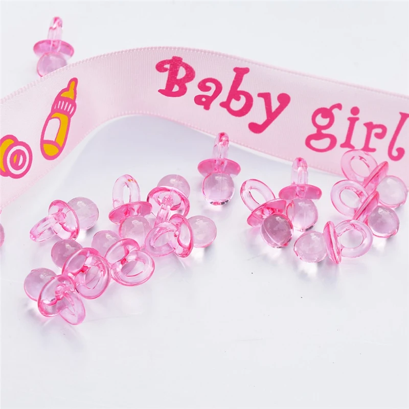 50pcs Baby Shower Christening Mini Pacifiers Girl Boy Party Home Decorations Happy Birthday Party Gift Baby Shower Pacifier