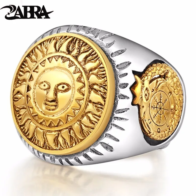 ZABRA, 925 пробы, серебряное мужское кольцо, золотое, защита от солнца, Бог, улыбка, 3D, динозавр, скульптура, регулируемый размер, Ретро стиль, панк, ручная работа, ювелирное изделие
