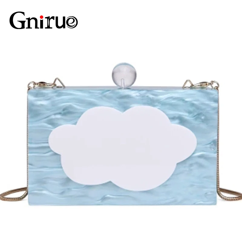 

Famous Brand Mini Women Shoulder Bags Party Acrylic Clutch Bag Fashion Chains Evening Clutch Bags for Girls with Cute Cloud