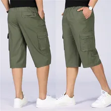 Летние шорты для Для мужчин Solid Багги нескольких Карманный военные свободные эластичный пояс Для мужчин s Cargo Short Горячая Мужской Армейский зеленый хаки серый 6XL