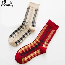 peonfly осенне- зимний женщина моды харадзюку решетки полосатый печать с милые смешные носки модные женские короткие вентиляции хлопок короткий носки красного цвета хаки носочки корейская мода мило хип хоп стиль