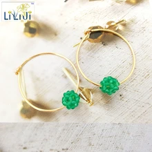 Lii Ji натуральный зеленый оникс агат с 925 Серебро Висячие Серьги