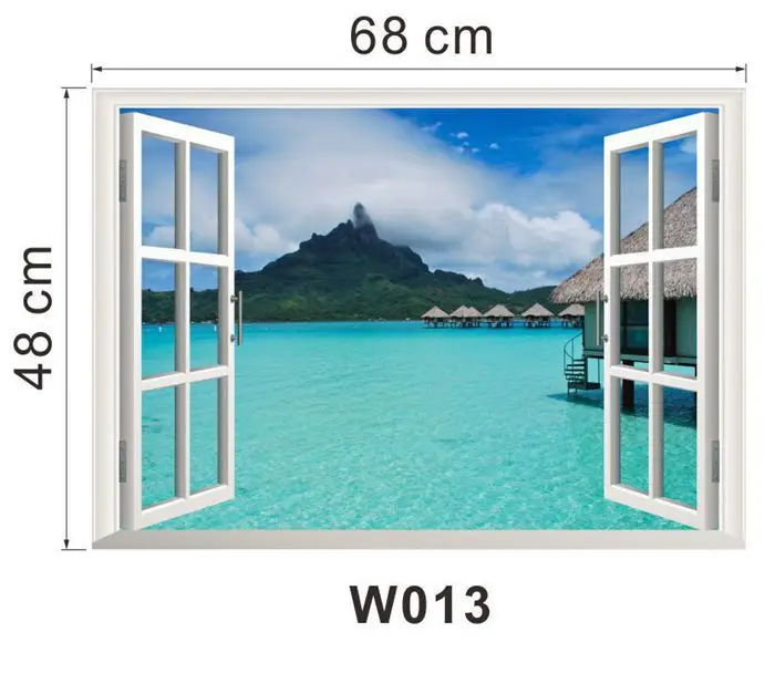 Tropical Sea View Wall Sticker Fake Window Wallpaper Art Tropical Sea View Wall Sticker Fake Window Wallpaper Art Bedroom Home Office Cafe Bar Poster Decals In Stickers From Garden On