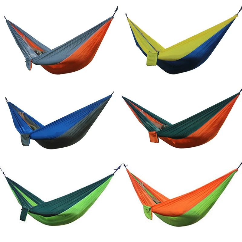 

New Outdoor Parachute Nylon Hammock Portable Camping Single Double Hammock Travel Furniture Garden Swing Hunting Hanging Bed