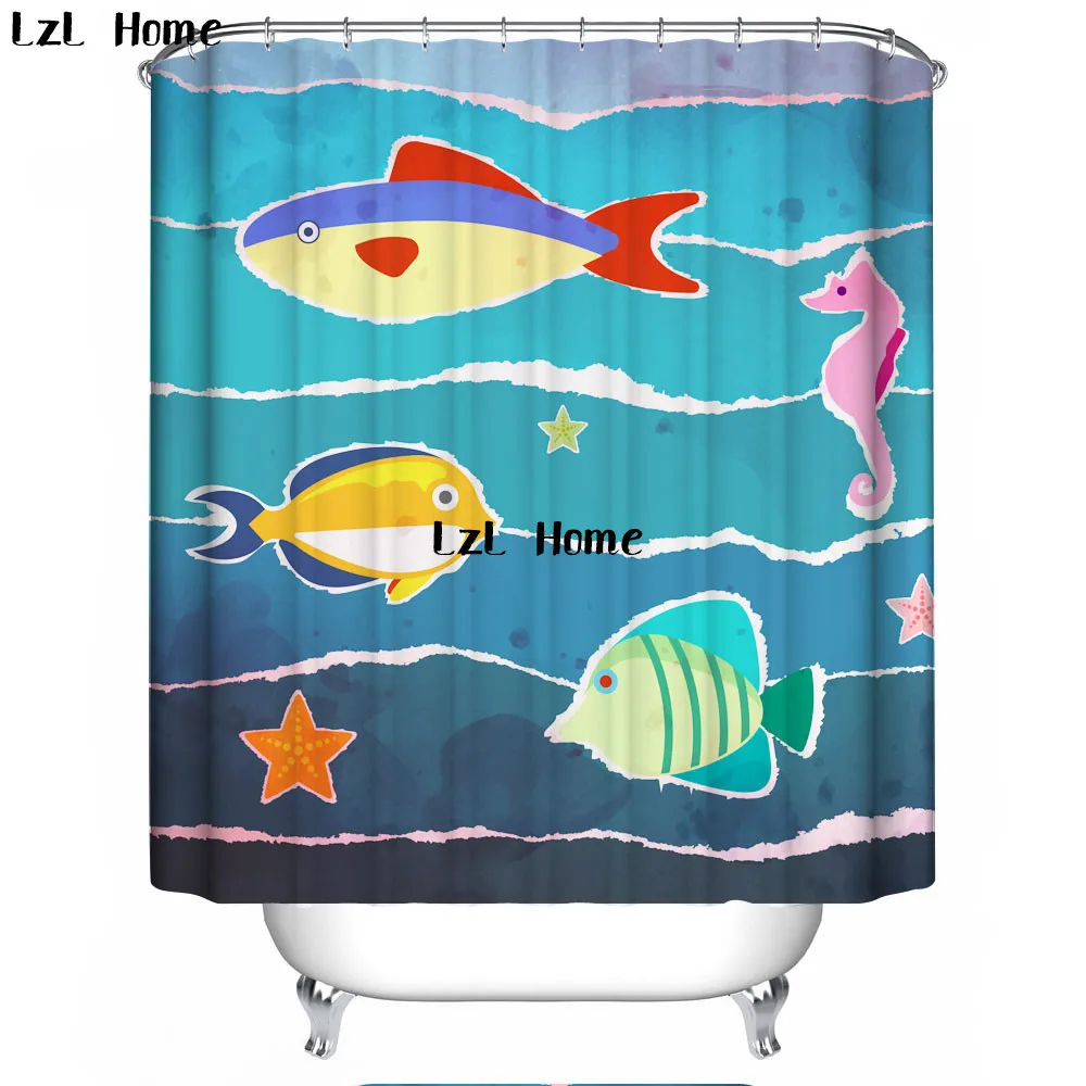 Buy LzL Home Blue Sea And Marine Life Shower Curtain
