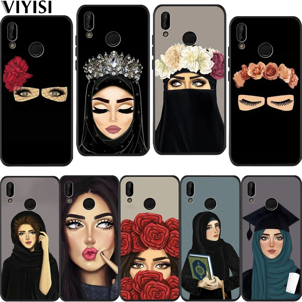 Роскошный Hijab девушка мусульманская исламская глаза арабский чехол для Huawei p20 lite