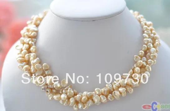 

Jewelry 002616 4row champagne BAROQUE KESHI REBORN PEARL NECKLACE