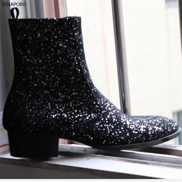 sequin chelsea boots