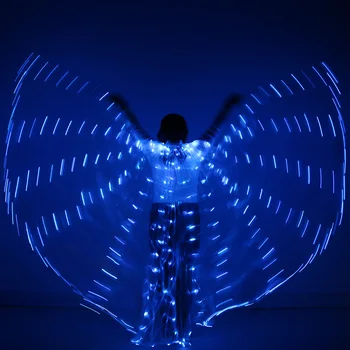 

2018 Stafe Performance Prop Women Dancewear Girls DJ LED Wings Light Up Wings Belly Dance Wing Costume with Sticks