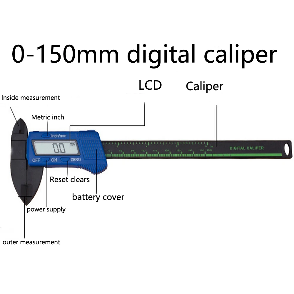 Измерительный Инструмент 0-150 мм 6 дюймов пластиковый ЖК цифровой электронный Пластиковый штангенциркуль из углеродного волокна