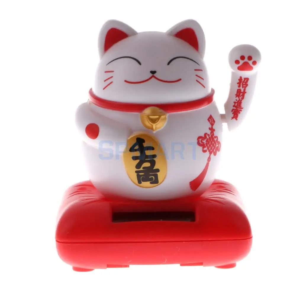 Kids Solar Powered Waving Hands Fortune Cat Kitten Animal Swinging Toy Car Home Ornament Decor Kids Xmas Gifts Gag Prank Toys #B