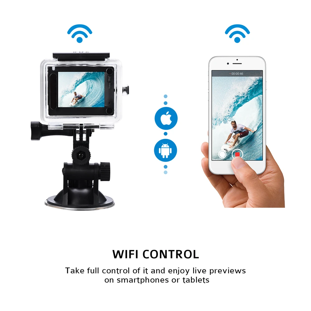 Оригинальная экшн видеокамера VTIN 1080 P 30fps FHD Водонепроницаемая 2 4G wifi Спортивная