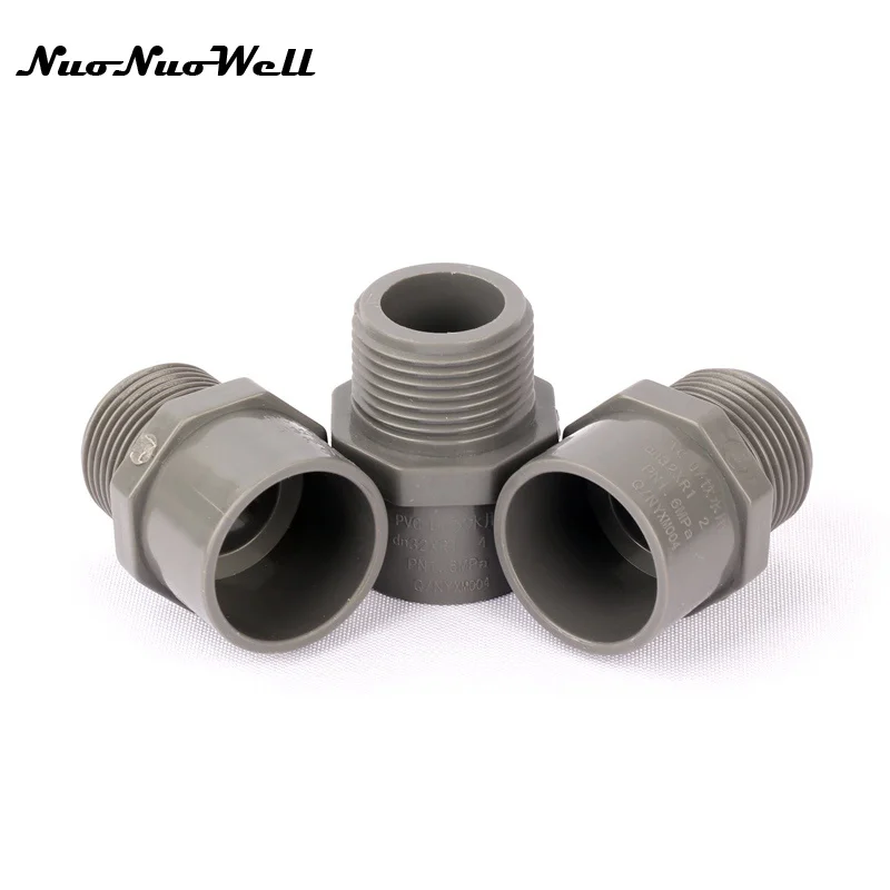 2pcs NuoNuoWell PVC 1" 32mm Male Thread Connector Garden Micro Drip