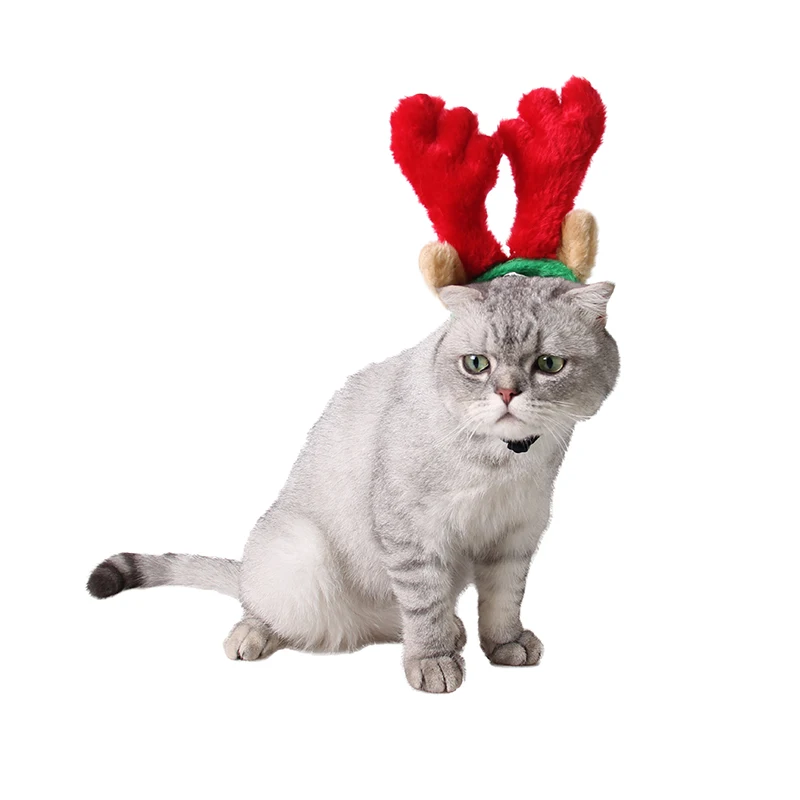 Новые продукты для домашних животных головной убор для собак супер милый Рождественский олень шапка для собак