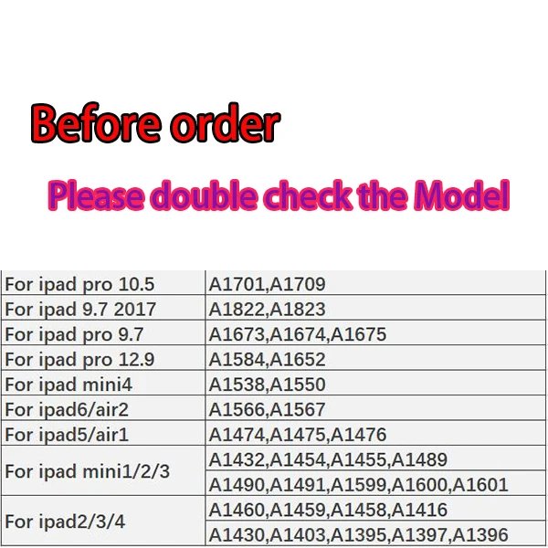 ipad model list
