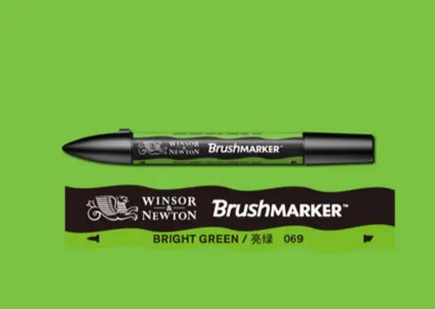 Winsor& Newton кисти Маркер ручки краски кисти на спиртовой основе быстро сохнут синие зеленые тона - Цвет: Bright Green