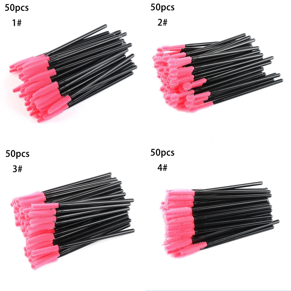 

50Pcs/Pack Disposable Eyelash Brush Mascara Wands Curly Mascara Wands Silicone + Plastic Makeup Eyelashes Extension Tools