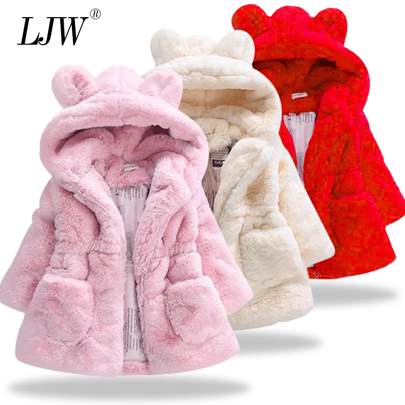 2018 Baby Autumn Winter Waistcoat Children's Rabbit ears Fur Girls Artificial fur Coat Kids Faux Fur Fabric Clothes Fur coat