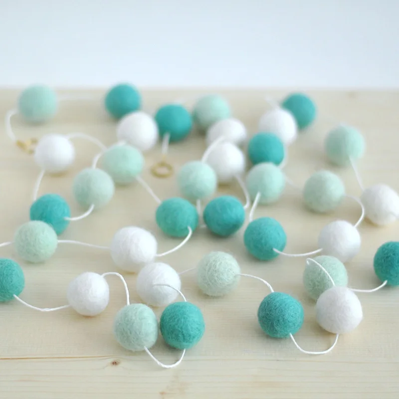 Wool Felt Ball Handmade Pom Pom Garland Nursery Kids Room Decor Hanging Ornament Wool Felt Ball Handmade Pom Pom Garland Nursery Kids Room Decor Hanging Ornament