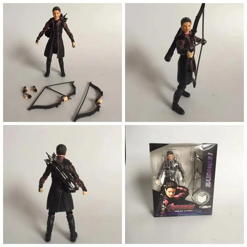 

HOT DC Marvel Anime 15cm Endgame Hawkeye Barton Infinity War Action Figure Model Toy Collection Gifts with LED Light