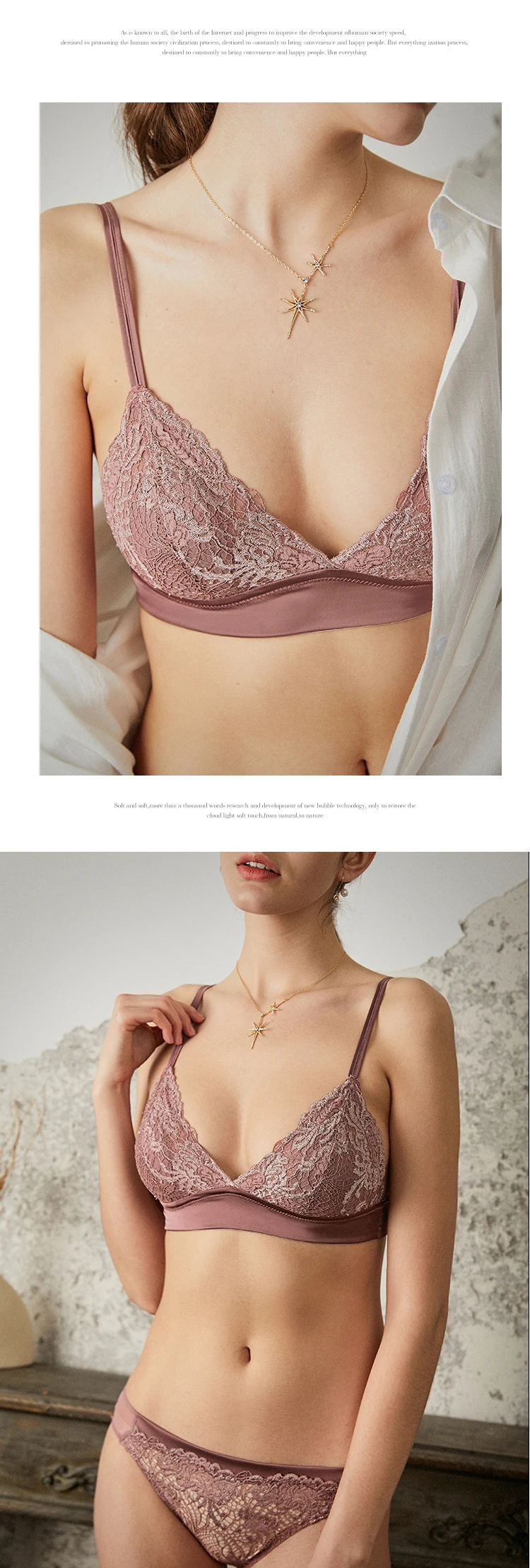 LILYMODA новый кружевной сексуальный бюстгальтер набор Пуш-ап кружева беспроводной треугольник чашки женское белье Мягкий бюстгальтер