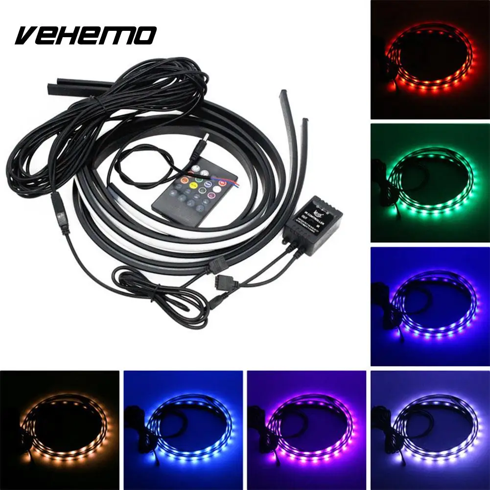 Vehemo 8 Colors LED Strip Flex Under Car Tube Underglow Underbody Neon