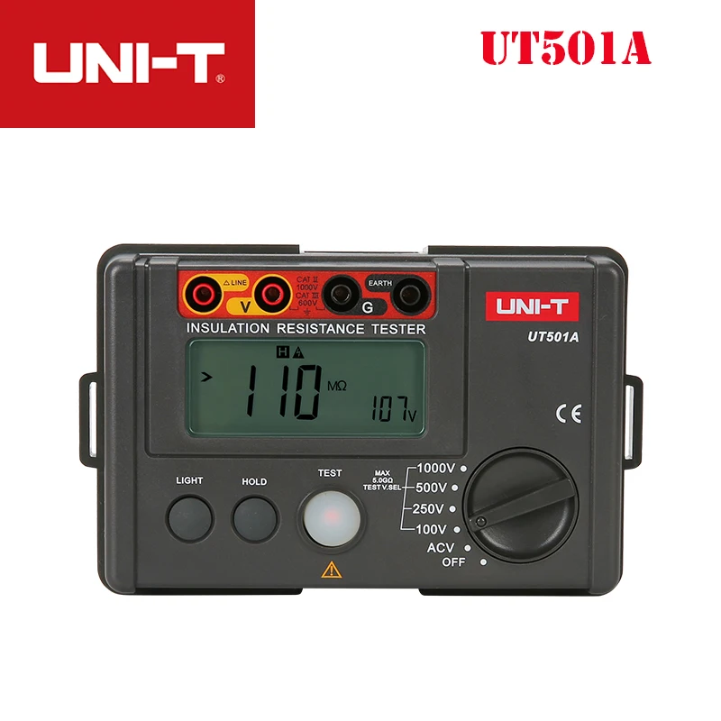 

UNI-T UT501A 100V~1000V Insulation Earth Ground Resistance Meter Megger Insulation Auto Range Ohm Tester Megohmmeter Voltmeter