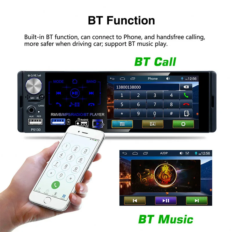 

2019 P5140 Bluetooth in Dash Car Universal Radio Turning Car Radio Stereo DVD CD Player MP3 for Subwoofer Input Drop Shipping