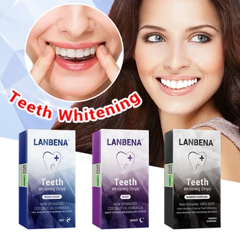

LANBENA Teeth Whitening Strips Oral Hygiene Teeth Veneers White Strips Removes Plaque Stains Tooth Bleaching Dental Tools 7 Pair