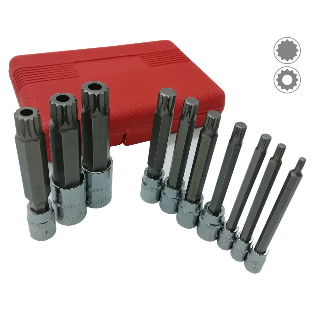 £17.64 Spifflyer 10pc Xzn Triple Square Spline Bit Socket Set Extra