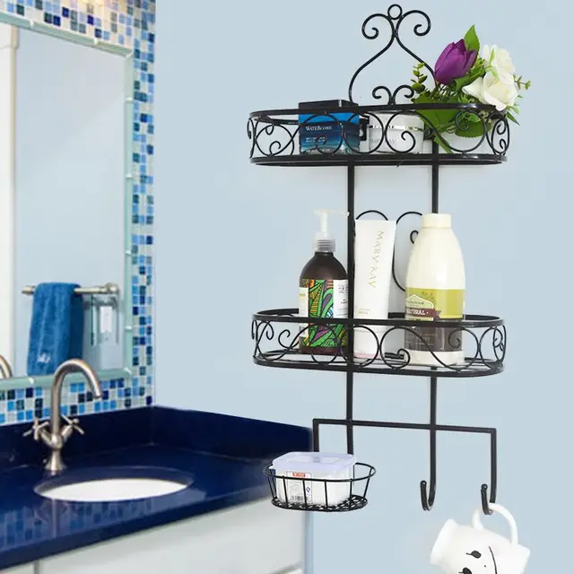 Wrought Iron Wall Mounted Toilet Supplies Bathroom Storage Shelf Wrought Iron Wall Mounted Toilet Supplies Bathroom Storage Shelf Multi Layer