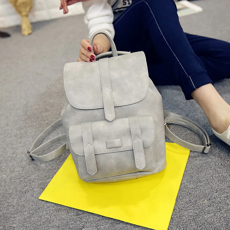Gray Toposhine, известный бренд, рюкзак для женщин, рюкзаки, одноцветные, винтажные, для девочек, школьные сумки для девочек, черный, кожзам, женский рюкзак, 1523 - Цвет: Gray