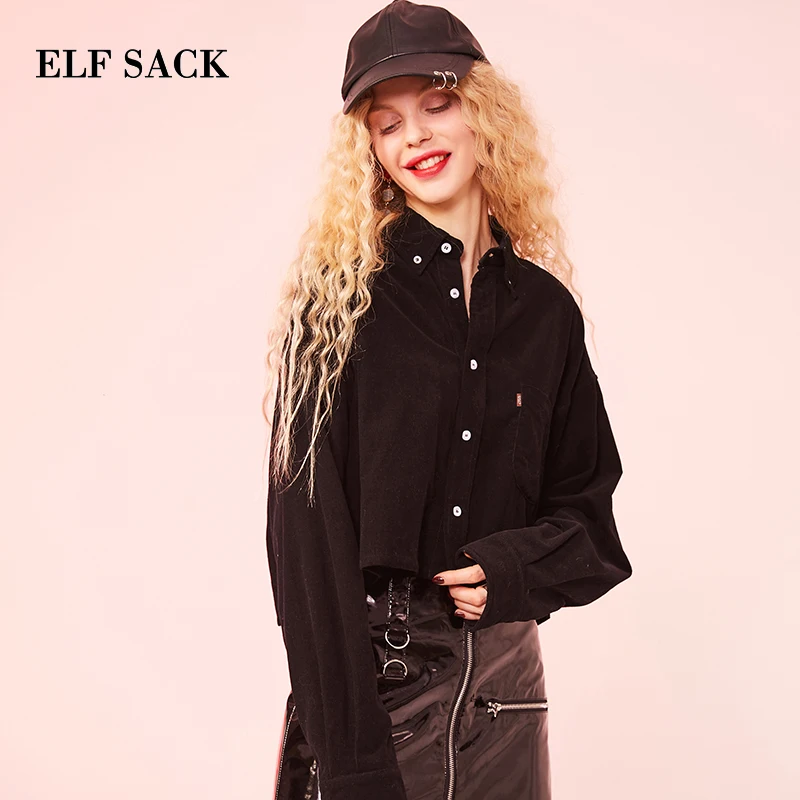 Женские хлопковые пальто ELFSACK повседневные короткие однотонные куртки с