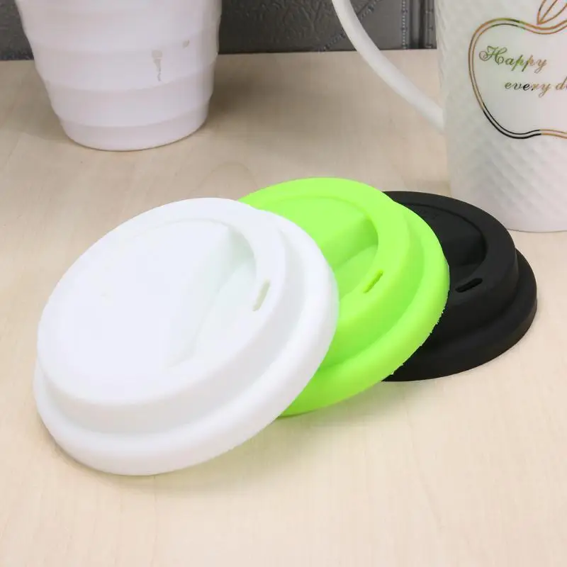 Силиконовая одноцветная крышка для чашки, Экологичная силиконовая чашка для еды, кухонная кофейная крышка, посуда для напитков, аксессуары