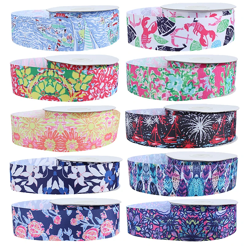 

FLRA Ribbon (50 yards/lot) New arrival flower printed grosgrain ribbons