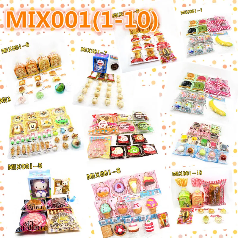 MIX001-1 к MIX001-10, смешанный костюм, мягкими хлеб, кулон, отделка, медленный отскок с ароматом, декомпрессии игрушки, бесплатная доставка