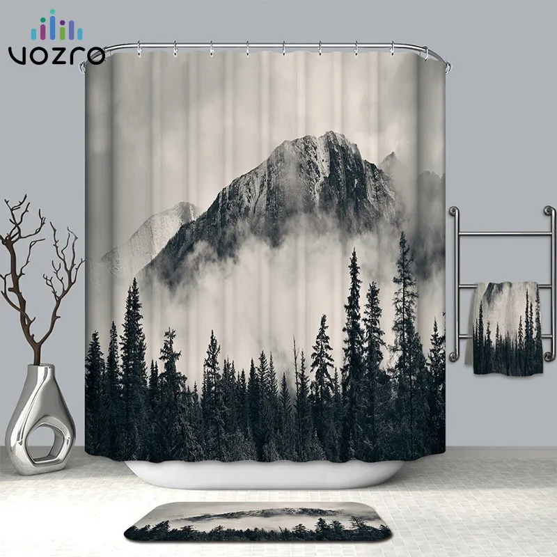 

VOZRO Shower Curtain Quality Natural Waterproof Polyester Bathroom 2 M Cloth 3D Fcollege Dormr Simple Bape Douchegordijn Pascoa