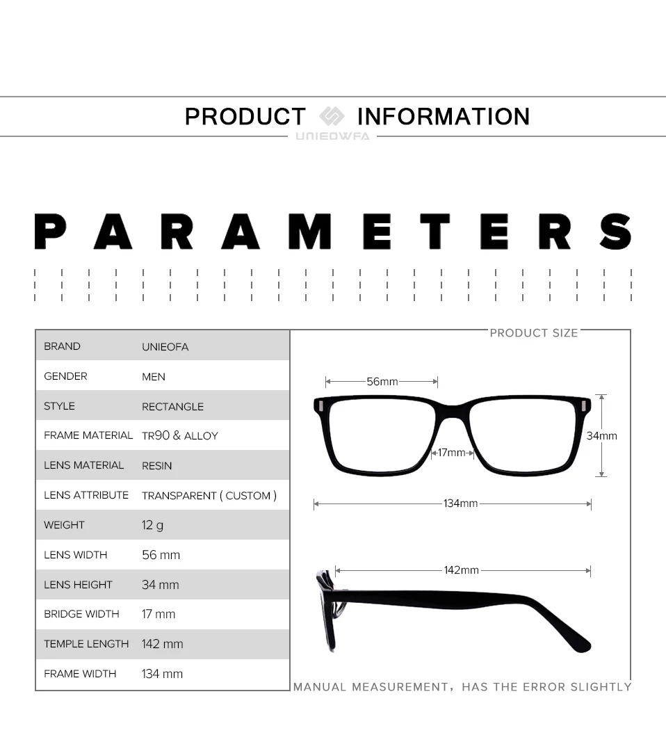 UNIEOWFA ультралегкие TR90 оптические очки для близорукости, оправа для мужчин, полная оправа, Прямоугольная оправа для очков по рецепту, корейские очки