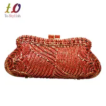 Stilvollen Roten Abendtasche Luxus Kristall Diamante Damen Party Prom Kupplung Hochzeit Handtasche Bankett Tasche Blau Pochette Sacoche 88192