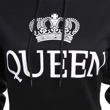 2018 SPring King Queen Printed Hoodies Women Men Sweatshirt Lovers Couples Hooded Hoodies Sweatshirt Casual Pullovers