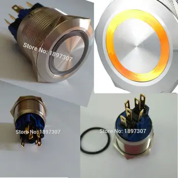 

(20 pieces/lot) 22mm momentary 1no1nc Yellow Color LED Electric Push buttons switch (dia.22mm)