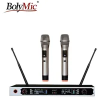 Bolymic двухканальная Беспроводная микрофонная система Wish караоке микрофон ди-Джея
