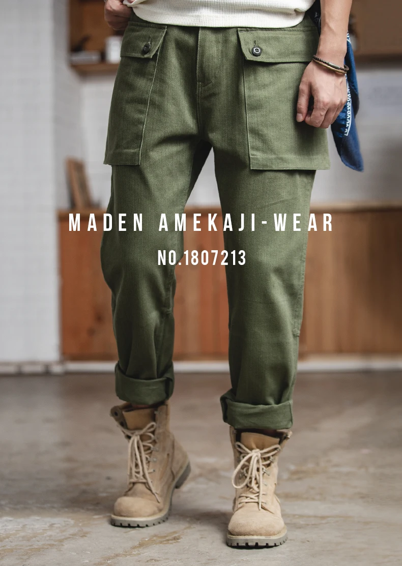 Maden мужские свободные прямые хлопковые повседневные военные рабочие брюки карго
