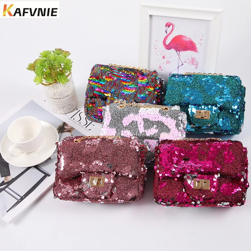 

KAFVNIE 2019 New Mini Bags for Children High-end Children Bag PU Sequins Change Color HandBag Lovely Red Kids Evening Party Bags