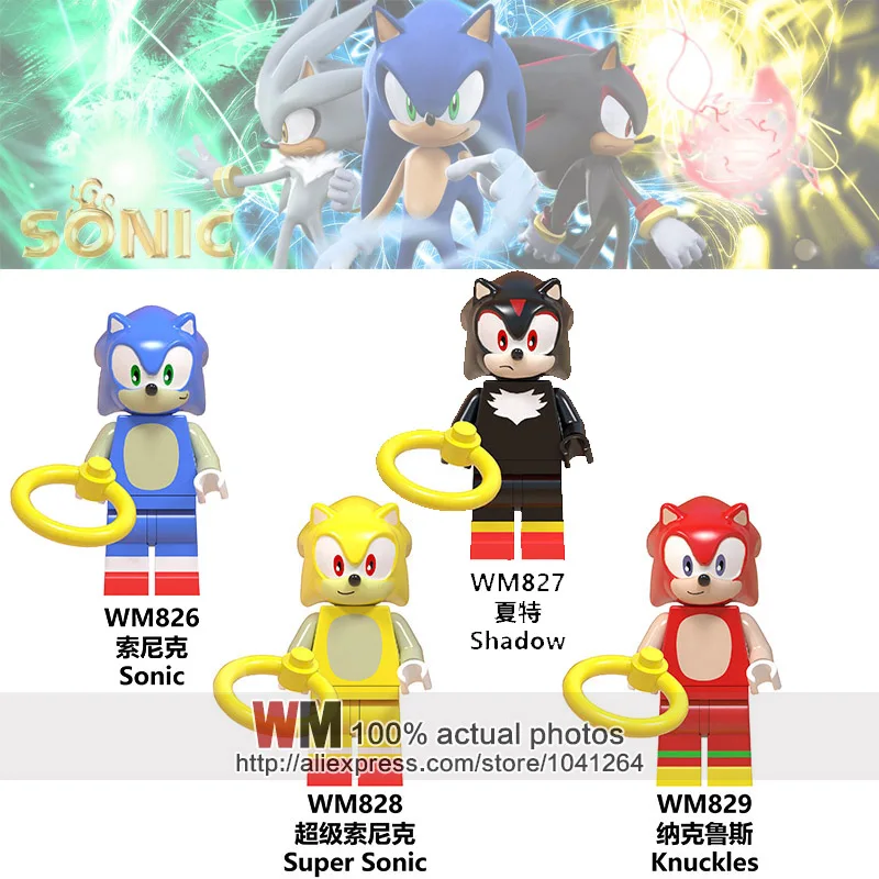 

20PCS/lot Legoings Super Sonic Anime Sonic Shadow Knuckles Figures Building Blocks Christmas Gift Toy For Children